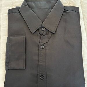 NWT Mens Medium Classic Black Men's button down dress shirt with collar